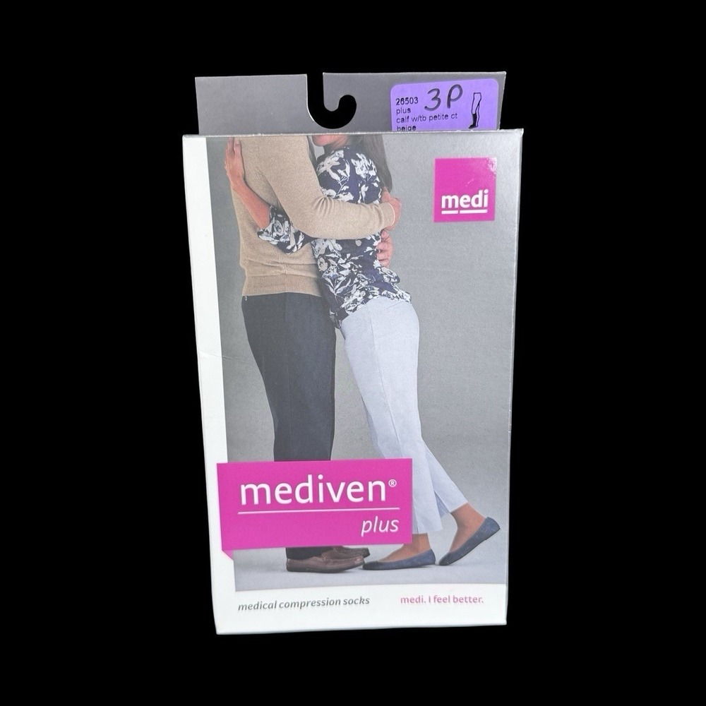Medi Mediven Plus 30-40 mmHg Calf Compression Stockings Beige Size III Open Toe